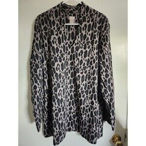 CHICO'S Long Sleeve Leopard Animal Print V Scoop Neck Tunic Top Size 4/XXL